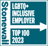 Logo: Stonewall LGBTQ+ Inclusive Employer Top 100 2023
